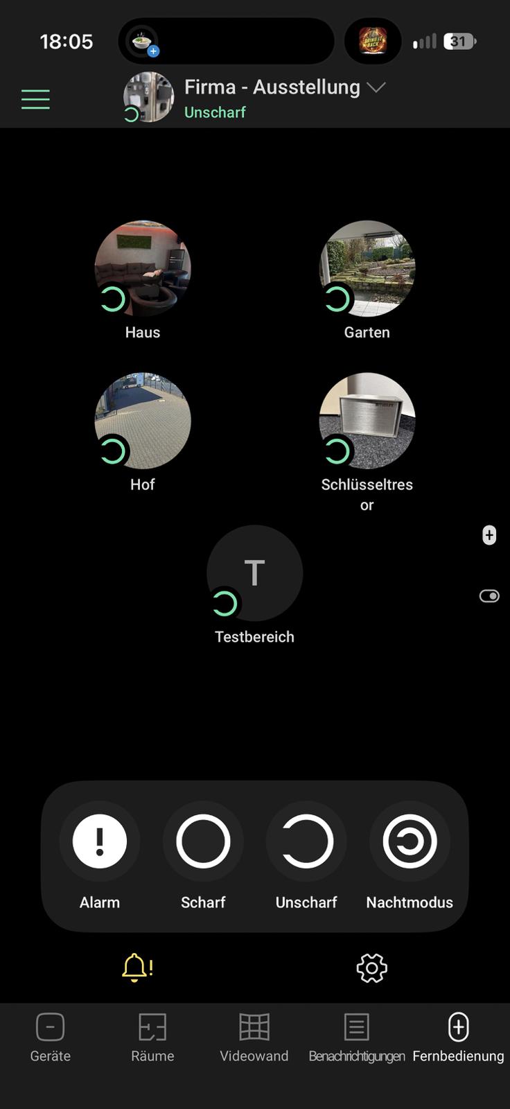 Ajax Außenüberwachung App – Ansicht 1