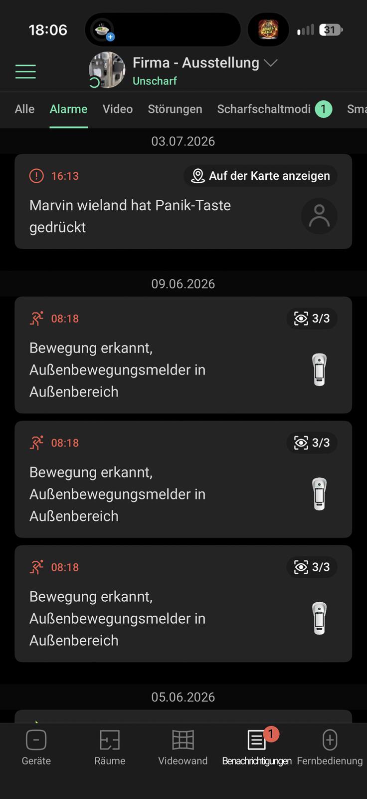 Ajax Außenüberwachung App – Ansicht 3